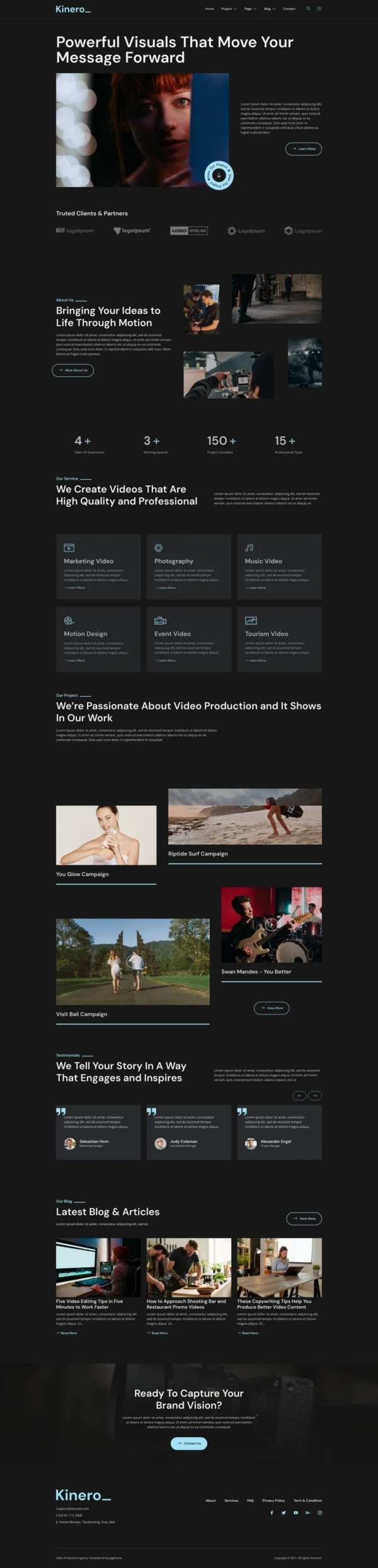 Kinerio – Video Production Agency Website Design Package