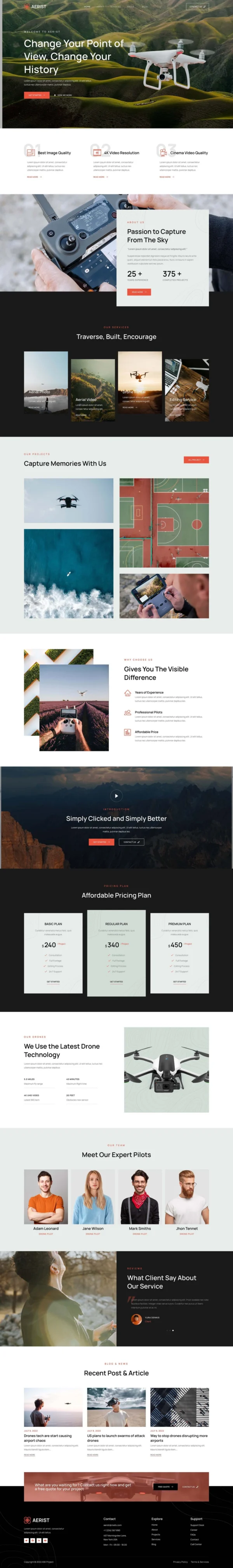 Aerist - Drone Aerial Video & Photography Website Design Package