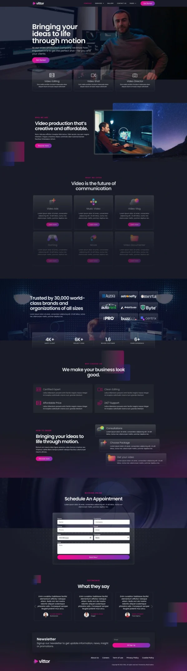 Vittor - Video Production Service Website Design Package