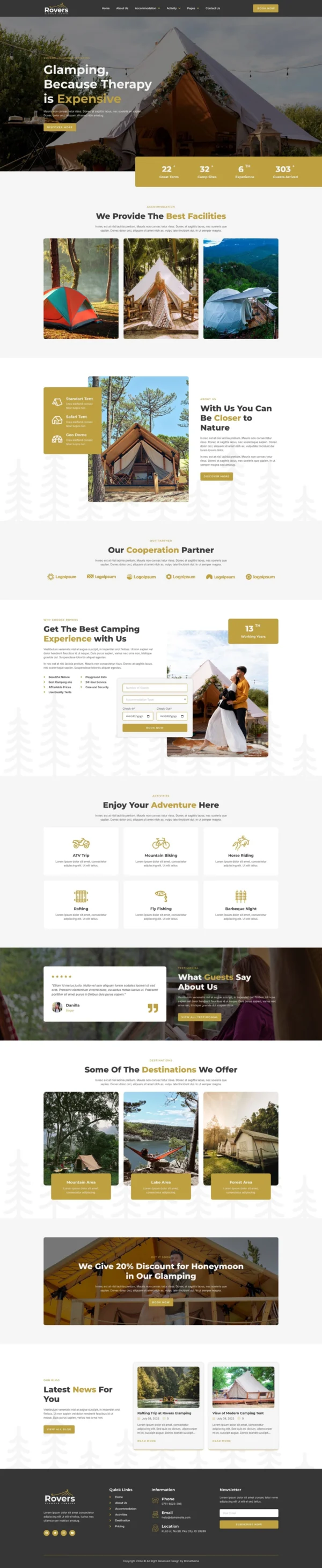 Rovers - Glamour Camping & Adventure Website Design Package