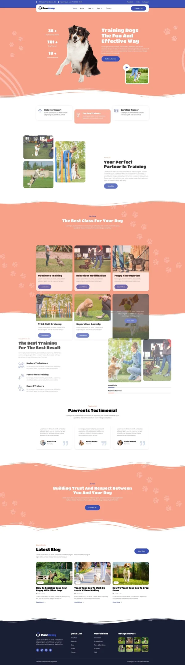 Pawdemy – Pet Training Academy Website Design Package