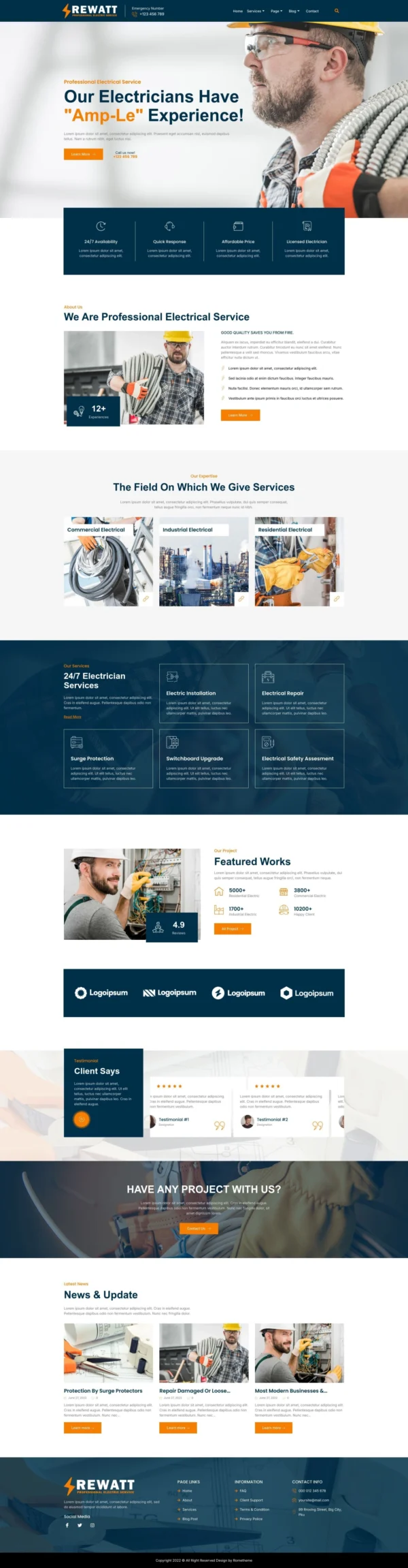 Rewatt - Professional Electrical Services Website Design Package