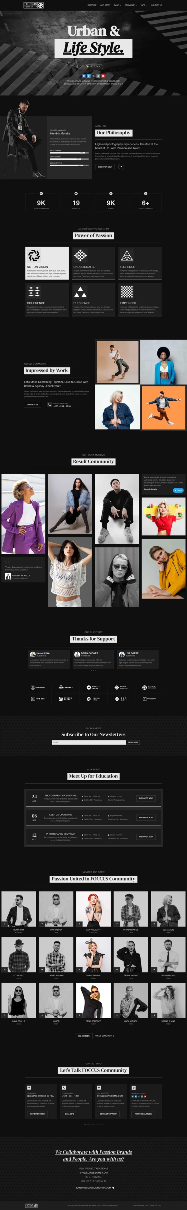 FOCCUS - Photography Community Elementor Pro Full Site Kit