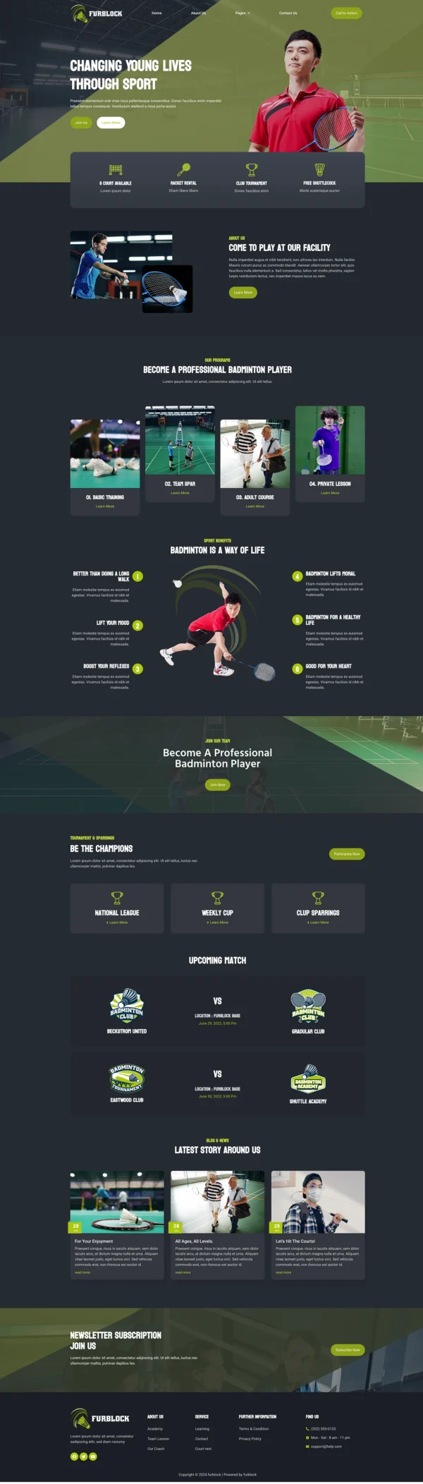 Furblock - Badminton Club Website Design Package