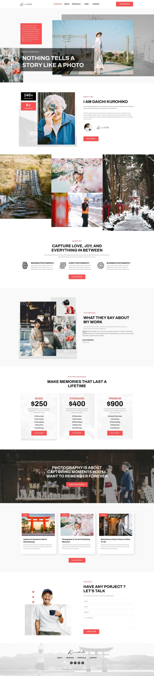 Kurohiko - Photography & Portfolio Website Design Package