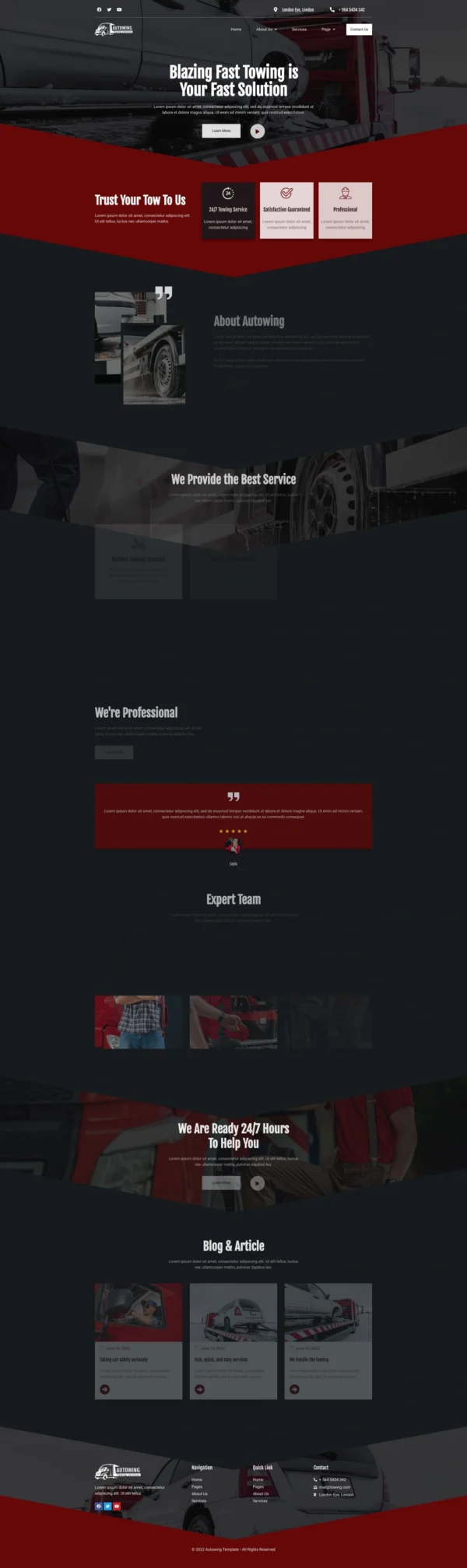 Autowing - Emergency Towing Service Website Design Package