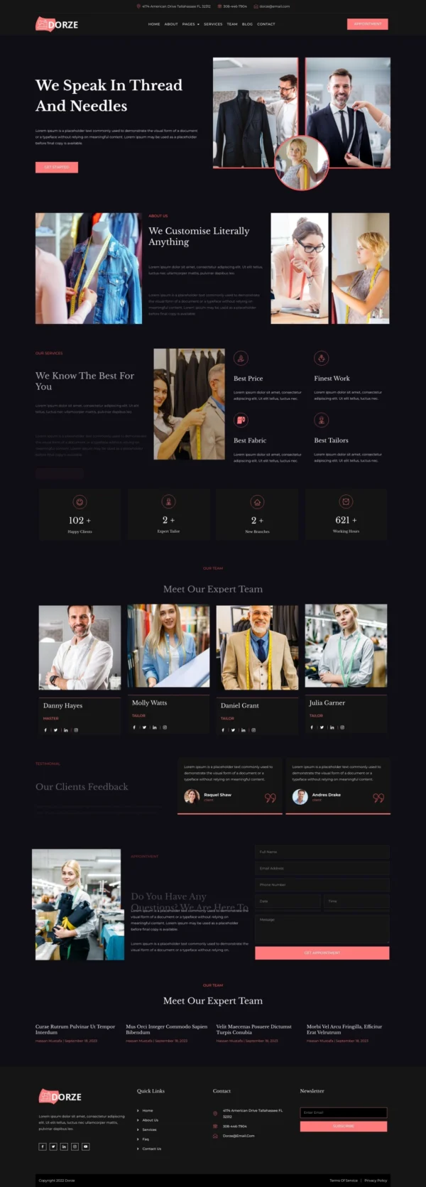 Dorze - Custom Dress Tailoring Service Website Design Package