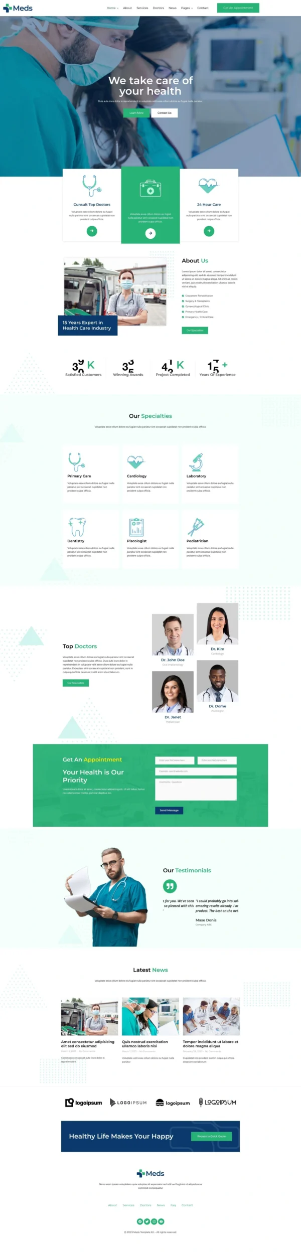 Meds - Health & Medical Website Design Package