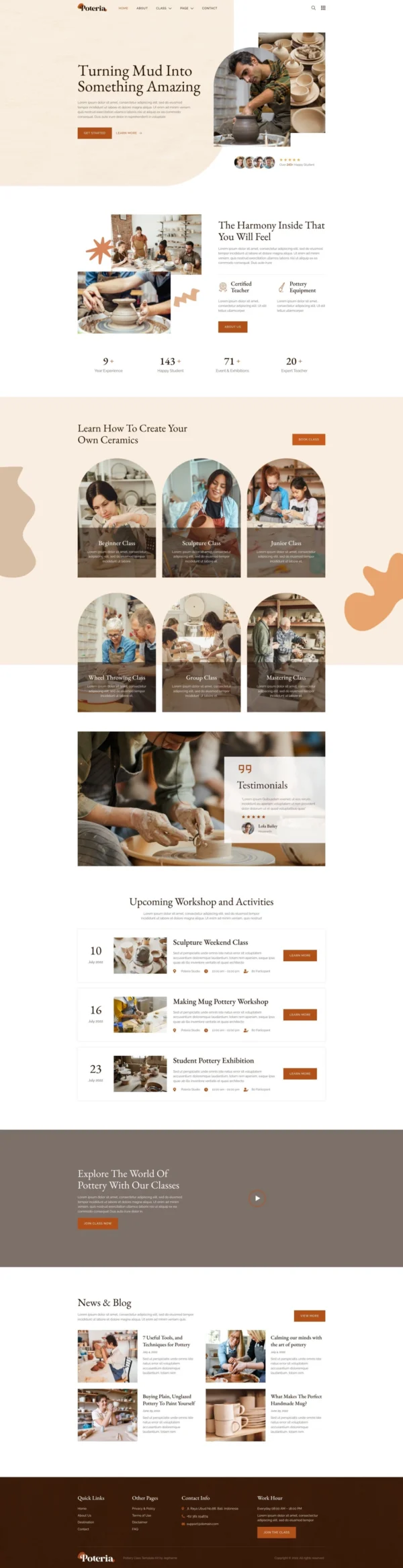 Poteria – Pottery Class & Studio Website Design Package