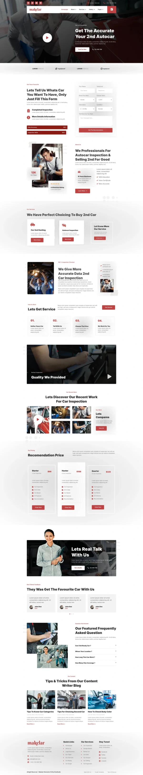 Makelar - Autocar Inspection Services Website Design Package