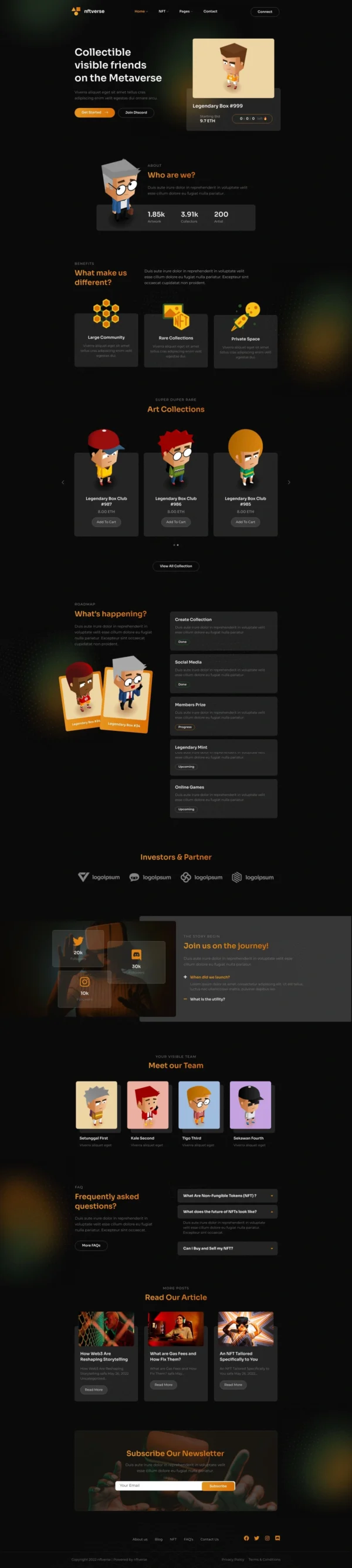 NFTverse | Futuristic NFT Portfolio Website Design Package