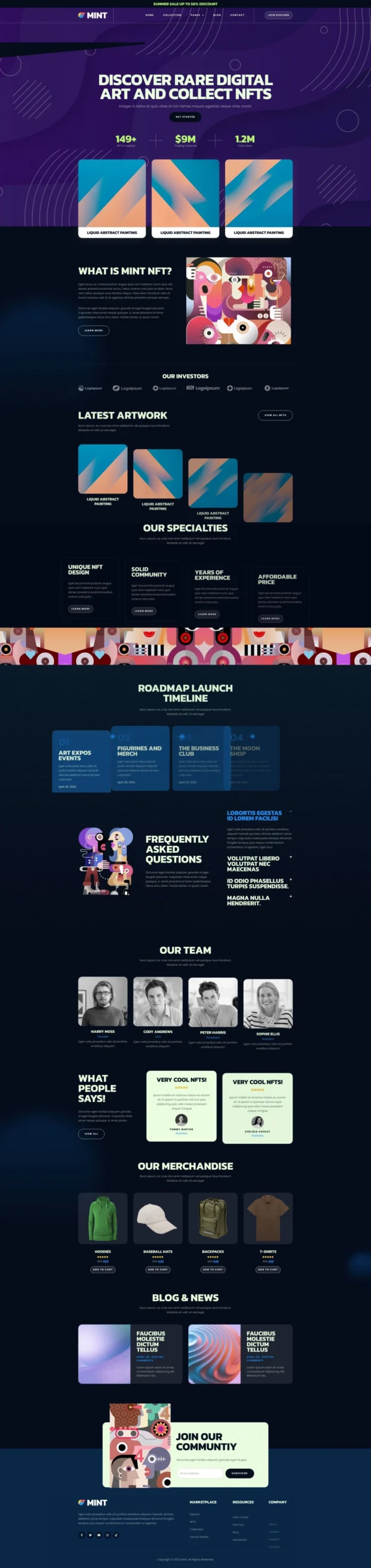 Mint - NFT Projects & Portfolio  Website Design Package