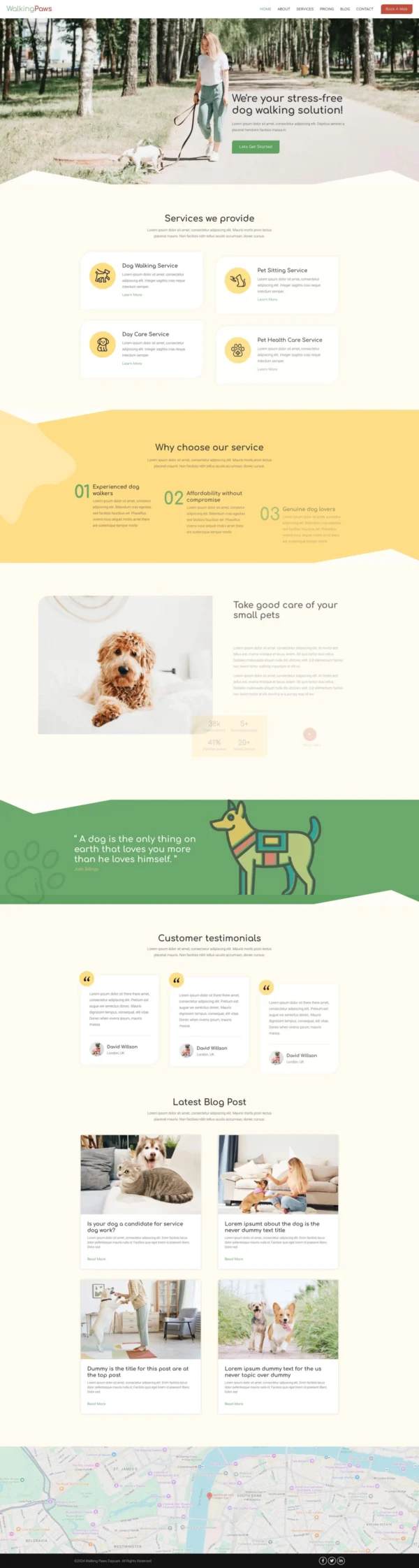 Walking Paws - Dog Walking & Pet Services Website Design Package