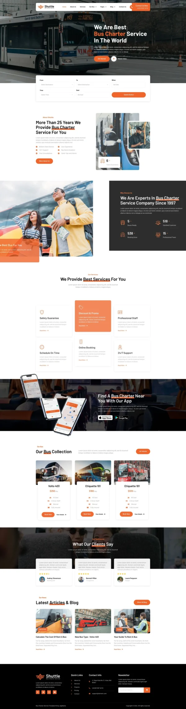 Shuttle – Bus Charter Service & Transport Company Website Design Package