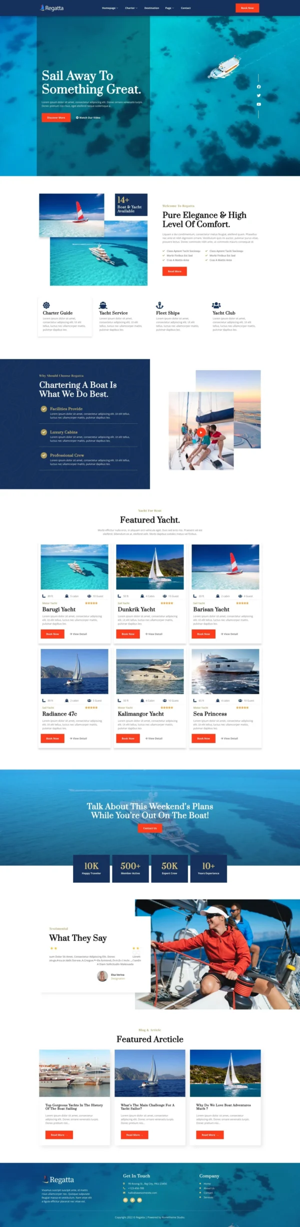 Regatta - Yacht Club & Boat Rental Website Design Package
