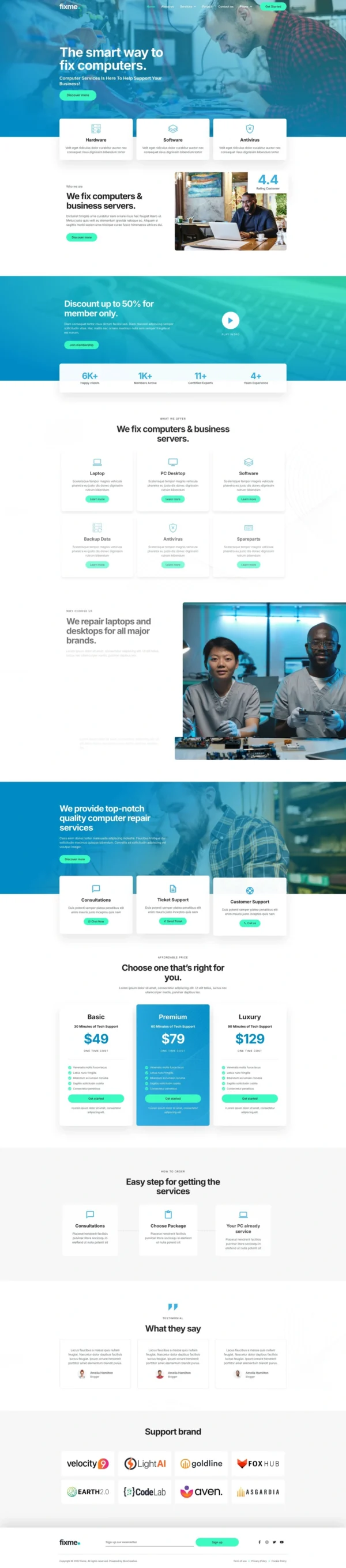 Fixme - Computer Repair Service Website Design Package