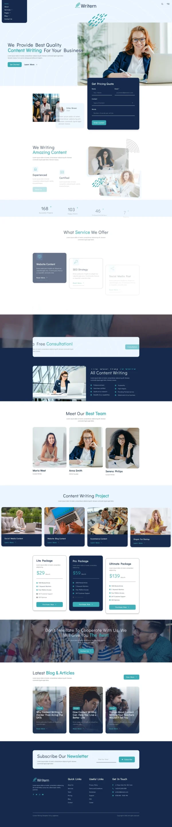 Writern – Content Writing Services Website Design Package