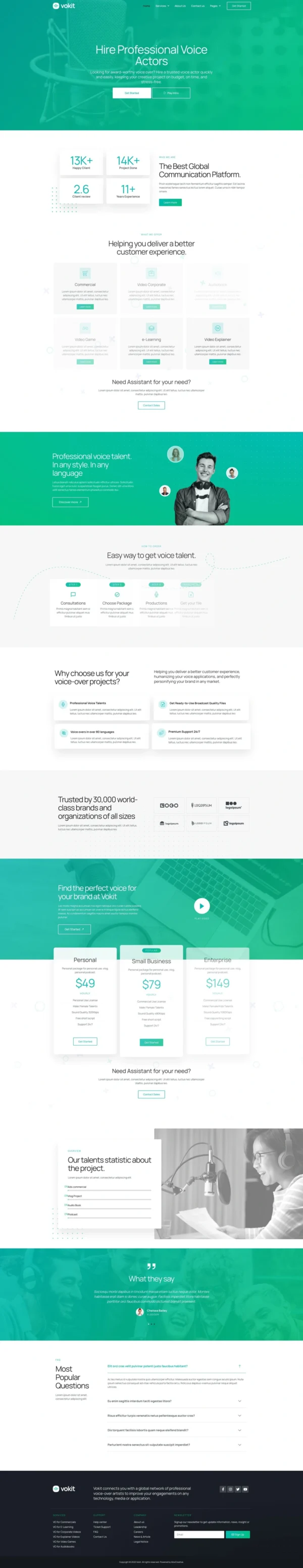 VoKit - Voice Over Services Website Design Package