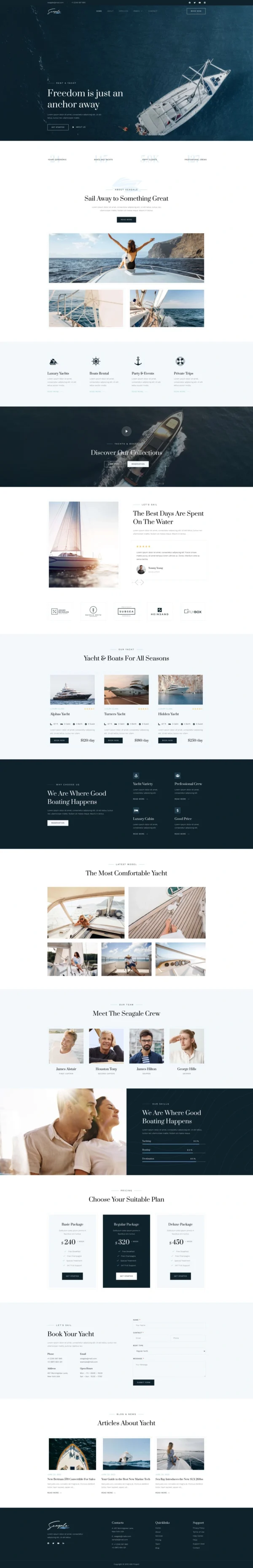 Seagale - Yacht Club & Boat Rental Website Design Package