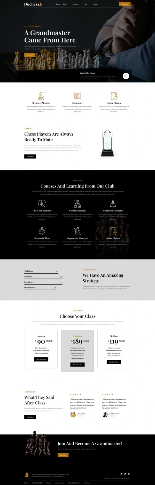 Duchess - Chess Club & Tournament Website Design Package