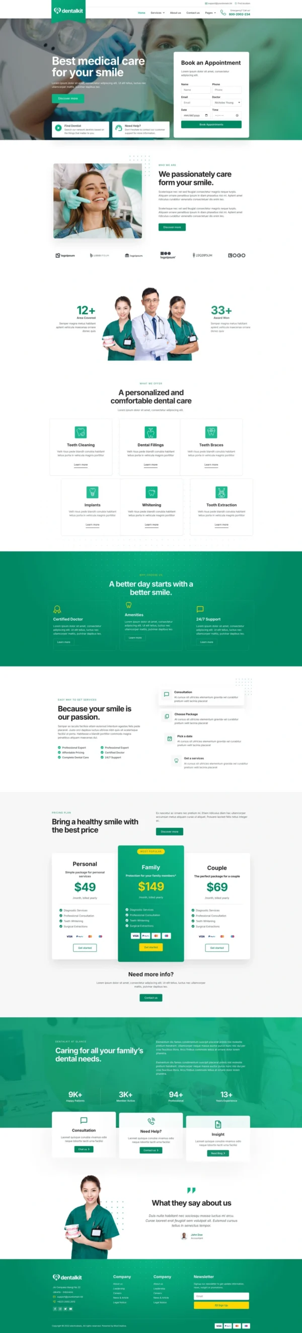 Dentalkit - Dentist & Medical Service Website Design Package