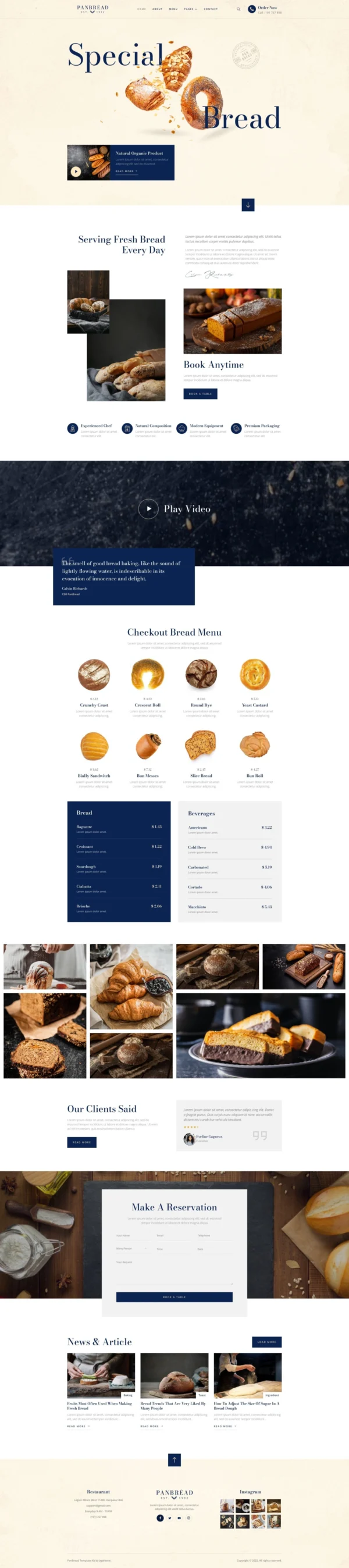 Panbread – Fresh Bakery & Pastry Website Design Package