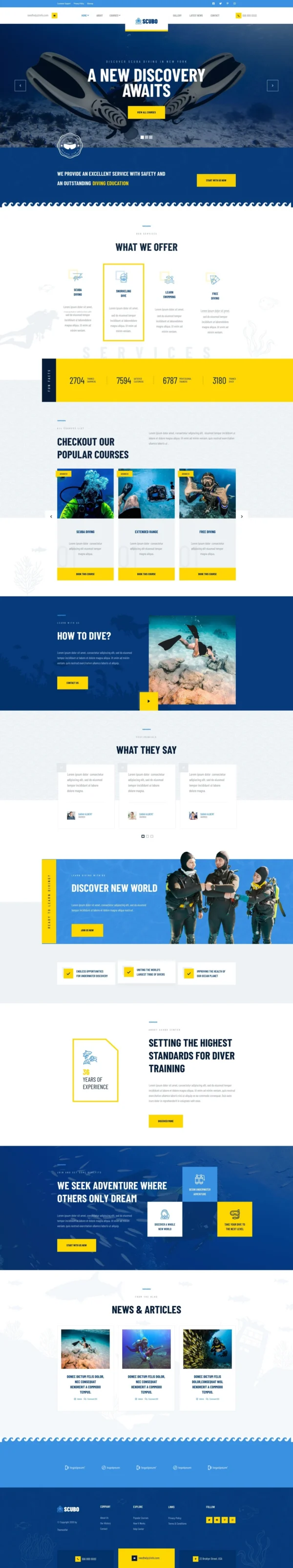 Scubo - Scuba Diving Centre Website Design Package