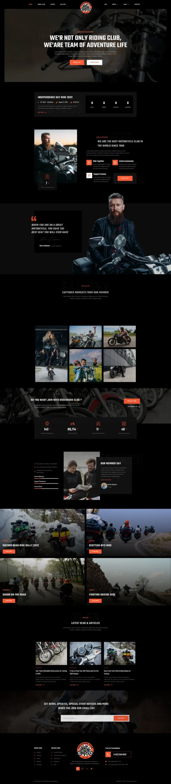 Riderhood – Motorcycle Club Website Design Package