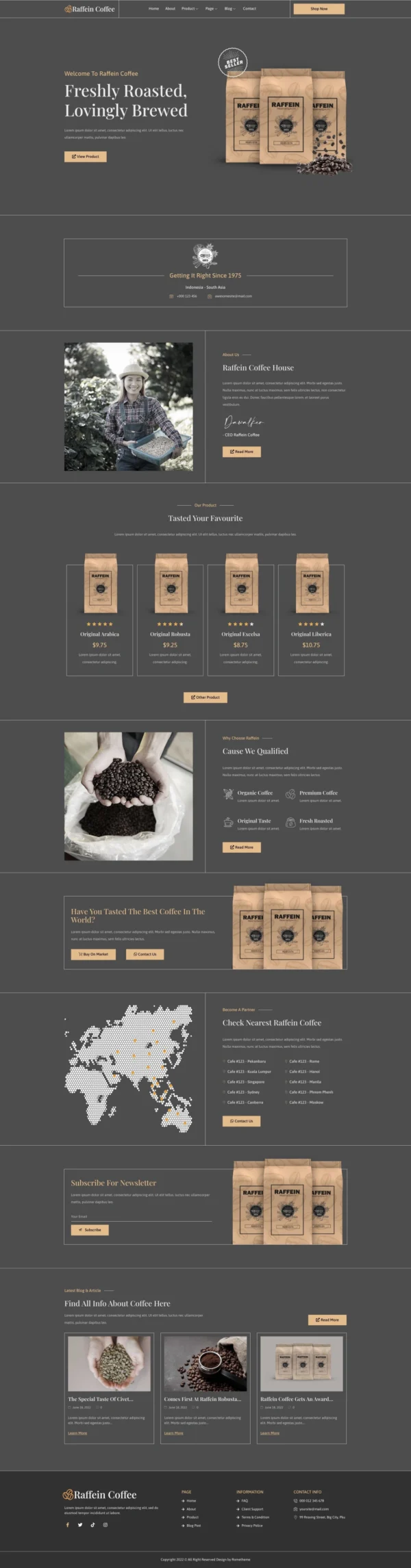 Raffein - Coffee Shop Brand Website Design Package