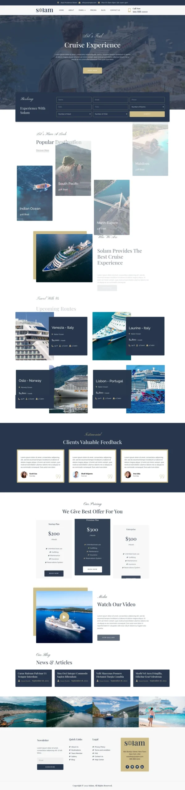 Solam - Boat Booking Website Design Package