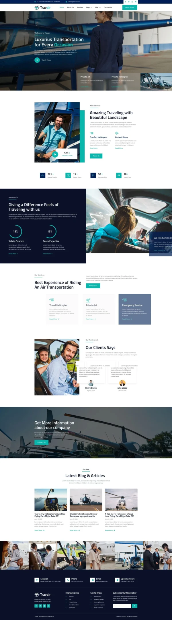 Travair - Private Jet & Helicopter Charter Website Design Package