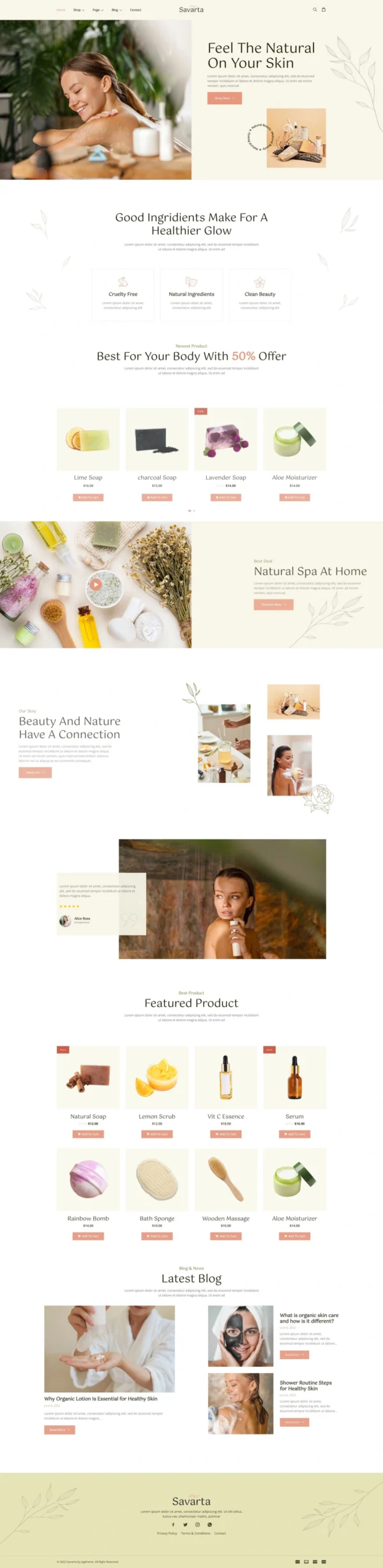 Savarta – Spa & Bodycare Shop Website Design Package