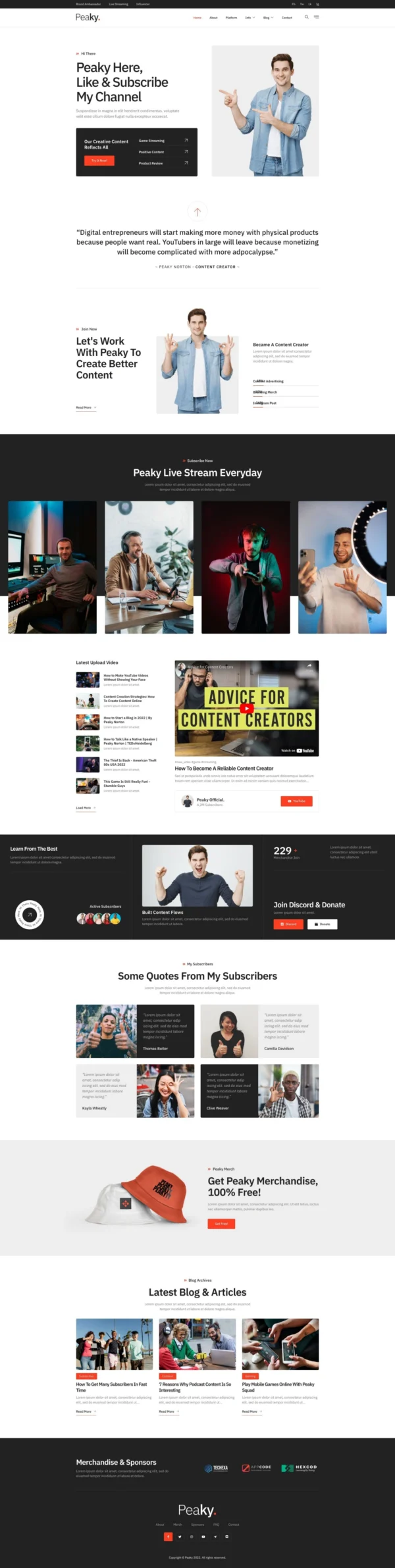 Peaky – Content Creator & Online Streamer Website Design Package