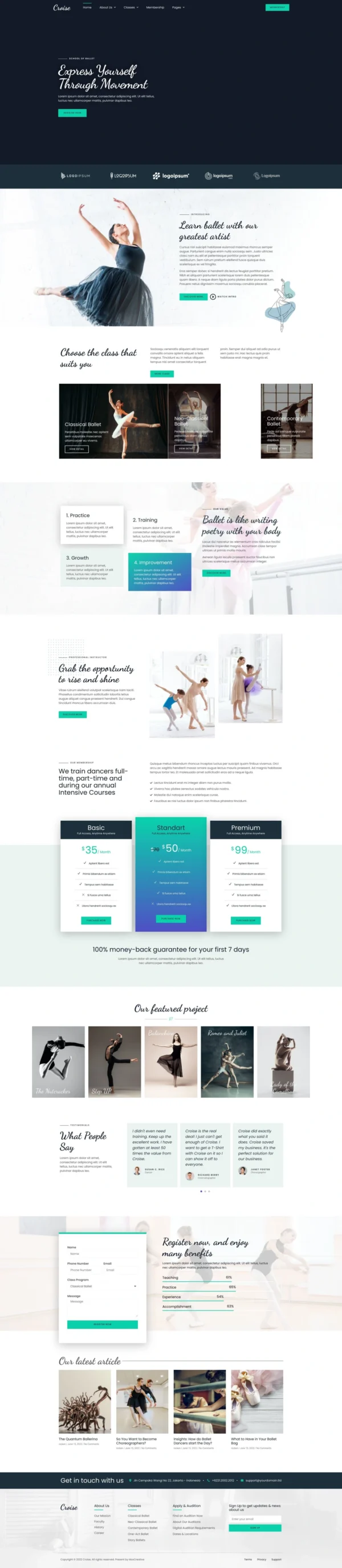 Croise - Ballet & Dance School Website Design Package