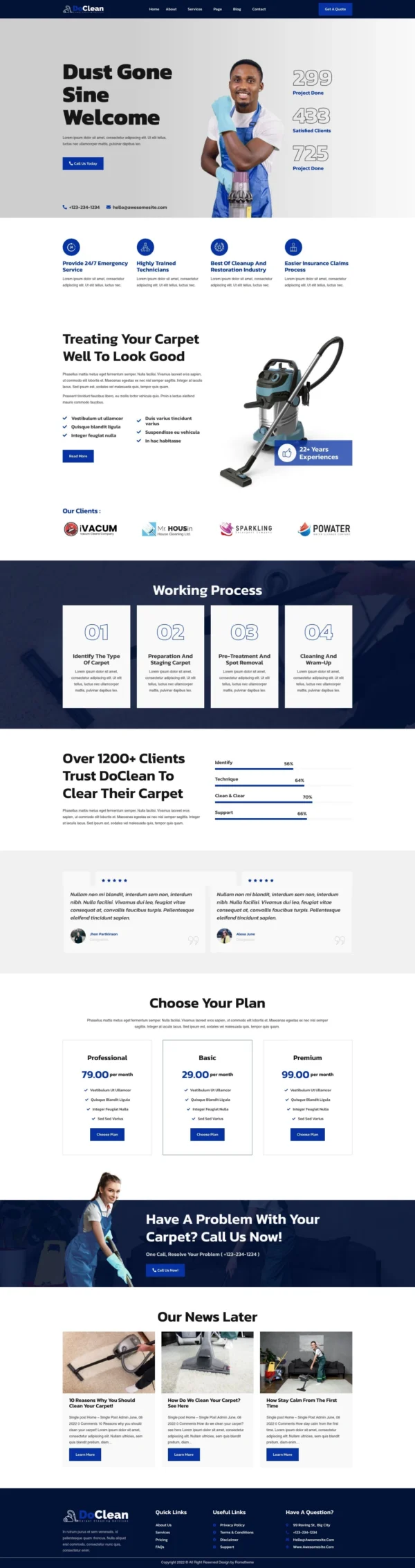 Doclean - Carpet Cleaning Services Website Design Package