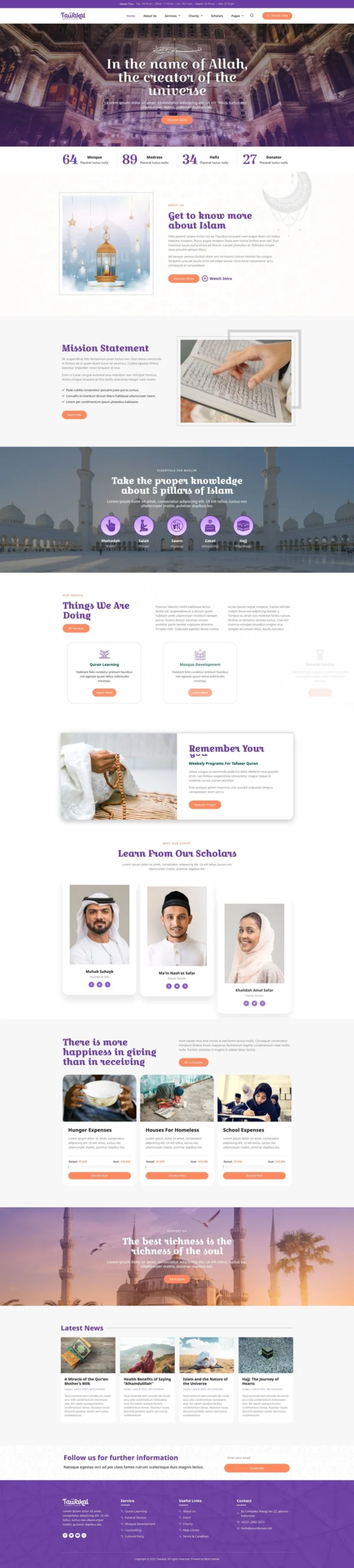 Tawakal - Mosque & Islamic Center Website Design Package
