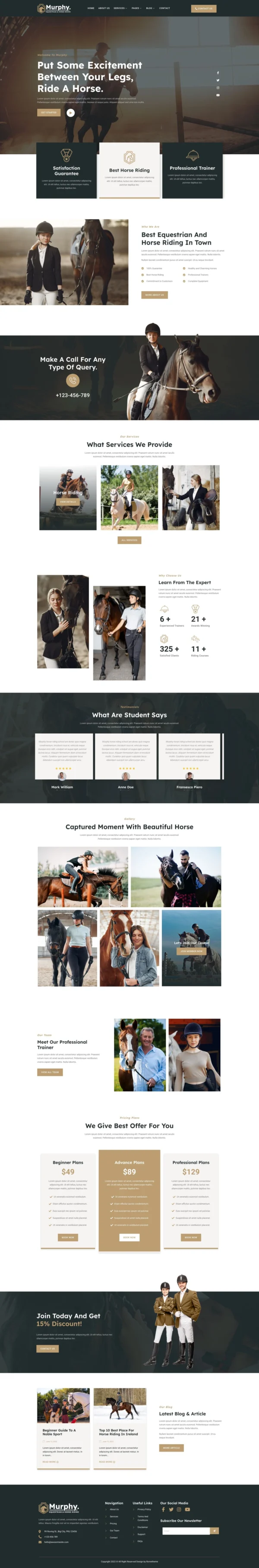 Murphy - Equestrian & Horse Riding Website Design Package