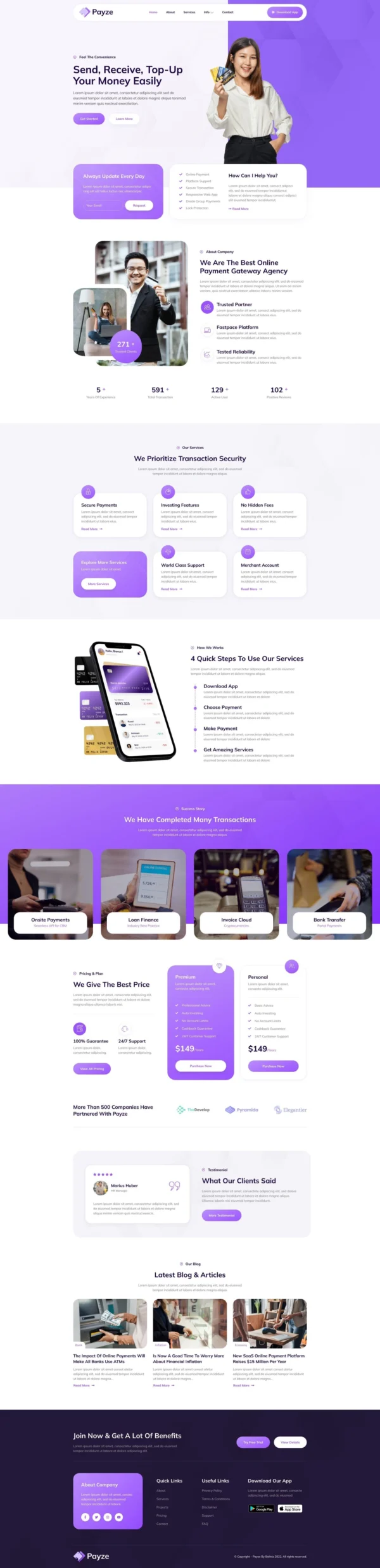 Payze – Online Payment Gateway & E-Wallet Website Design Package