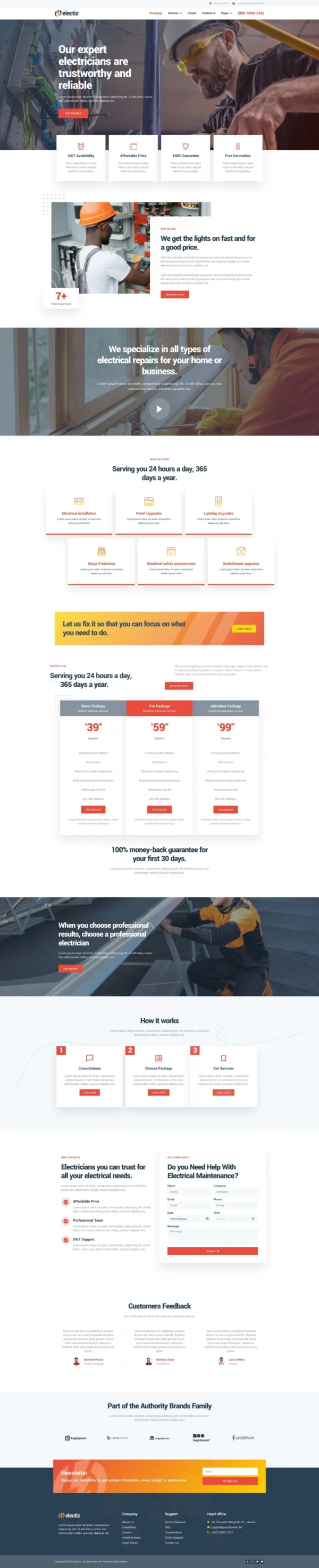Electriz - Electrical Installation & Maintenance Service Website Design Package
