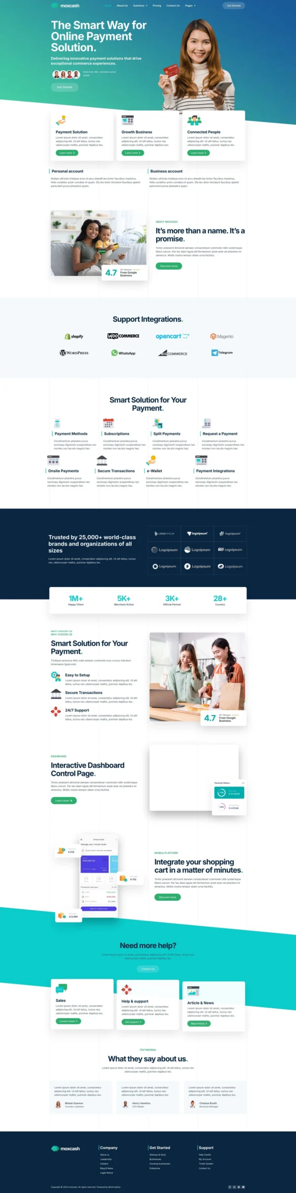 MoxCash - Online Payment Gateway Website Design Package