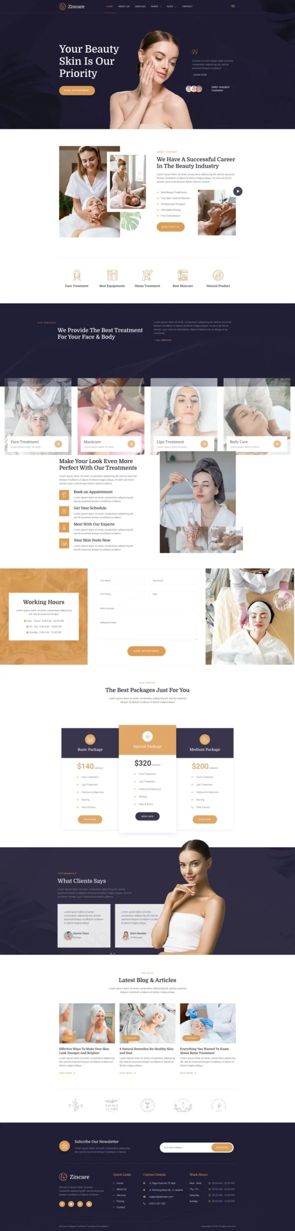 Zincare – Skincare & Dermatology Website Design Package