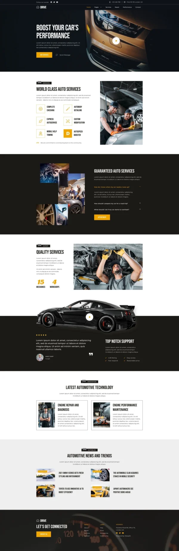 Drive - Car Repair & Auto Service Website Design Package