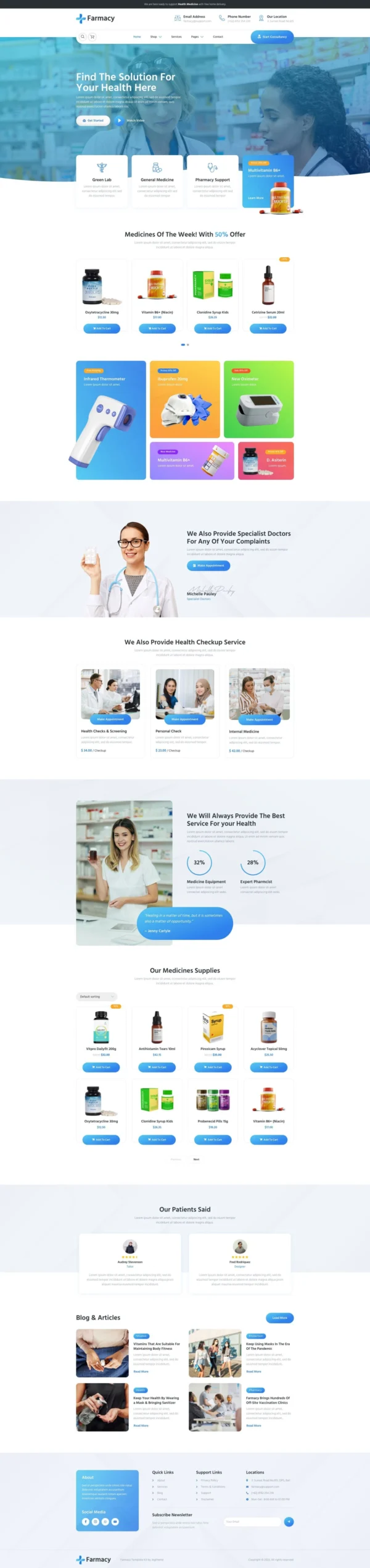Farmacy – Pharmacy & Medical Store Website Design Package