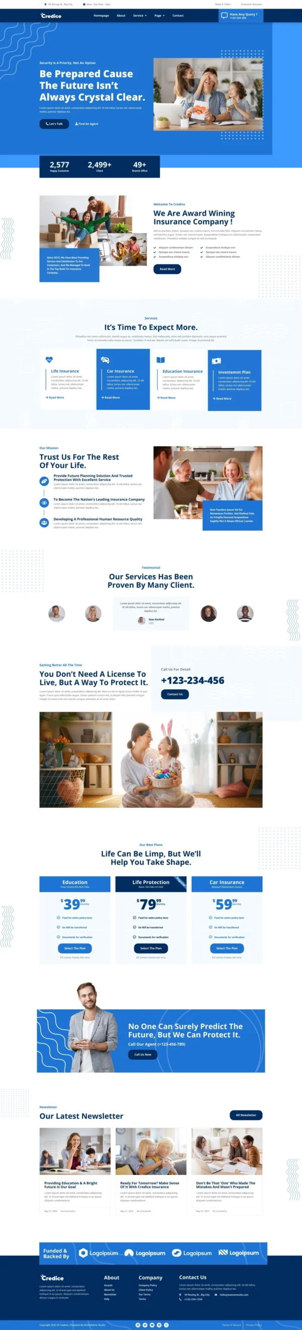 Credice - Insurance Agency Elementor Pro Full Site Kit