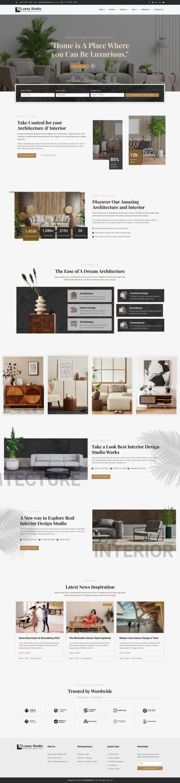 Luxxy - Luxurious Interior & Architecture Elementor Pro Full Site Kit
