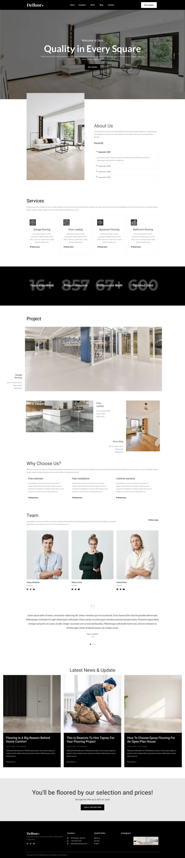 Defloor - Floor Company Elementor Pro Full Site Kit