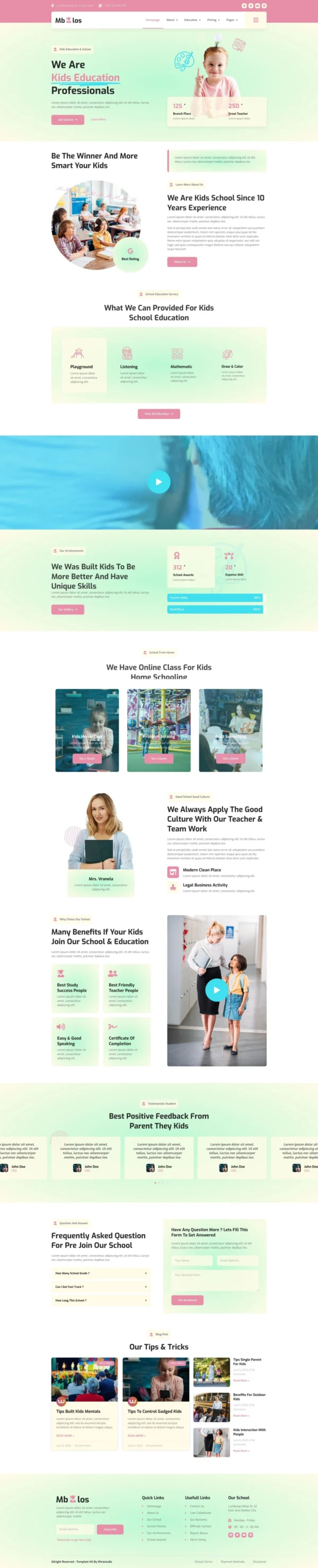Mbolos - Kids School Profile & Promotion Website Design Package