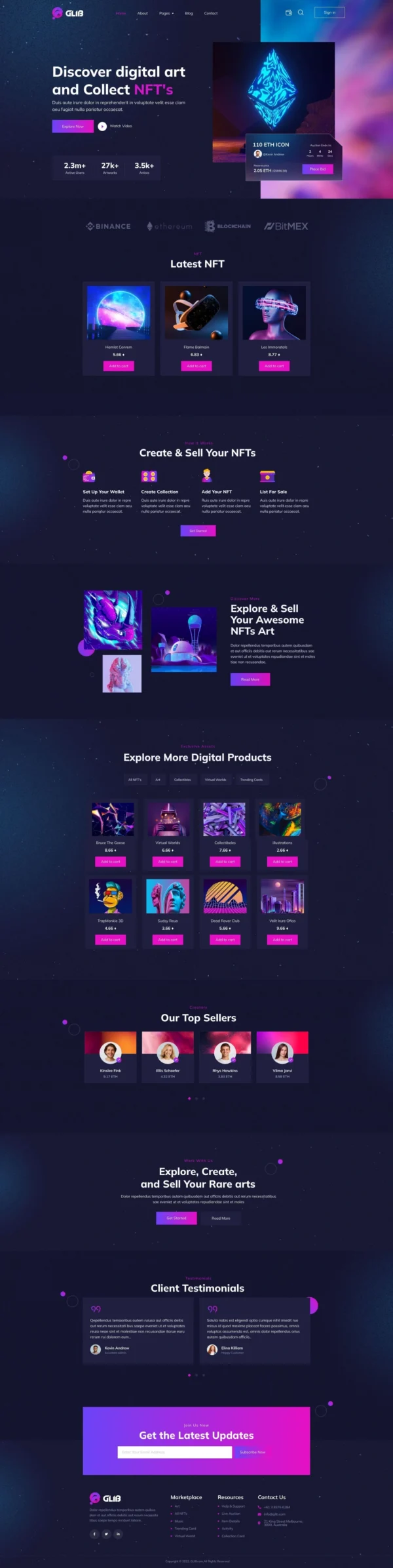 Glib | NFT Marketplace Website Design Package