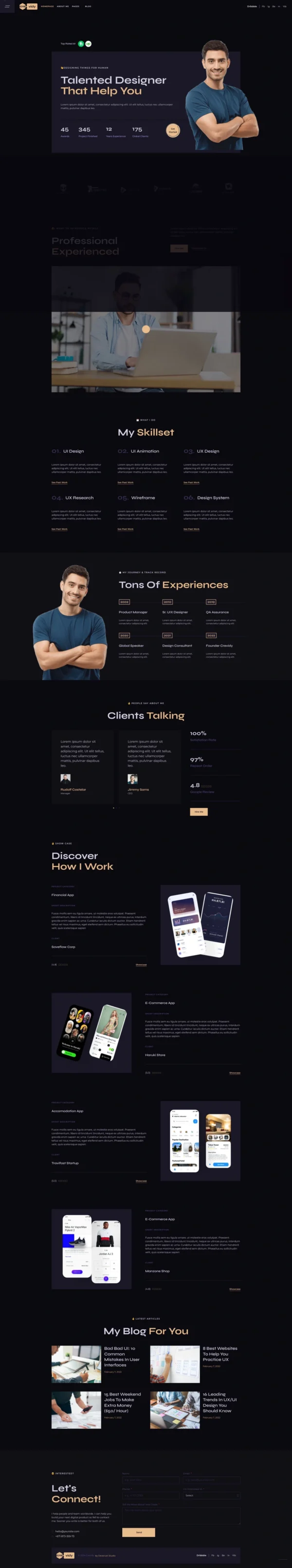 Crevidy - UI UX Designer Portfolio Website Design Package