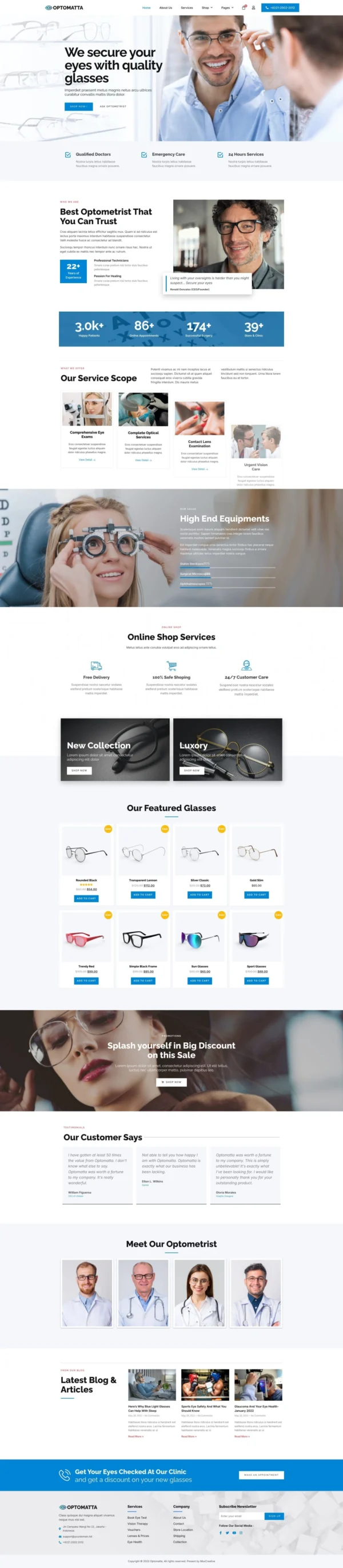 Optomatta - Optician & Optical Store Website Design Package
